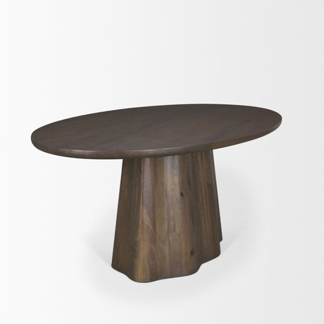 Jovani Solid Dark Brown Mango Wood Oval Dining Table by Mercana at Eve Furniture