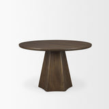 Jovani Solid Dark Brown Mango Wood Round Dining Table by Mercana at Eve Furniture
