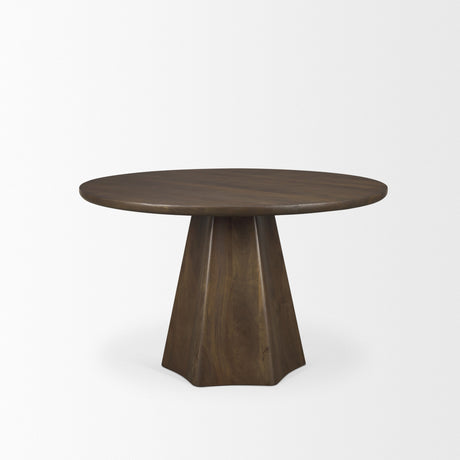 Jovani Solid Dark Brown Mango Wood Round Dining Table by Mercana at Eve Furniture