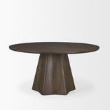 Jovani Solid Dark Brown Mango Wood Round Dining Table by Mercana at Eve Furniture