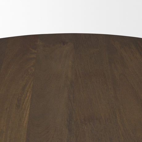 Jovani Solid Dark Brown Mango Wood Round Dining Table by Mercana at Eve Furniture