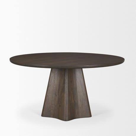Jovani Solid Dark Brown Mango Wood Round Dining Table by Mercana at Eve Furniture
