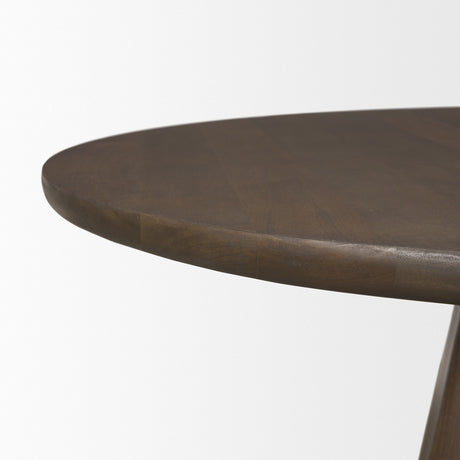 Jovani Solid Dark Brown Mango Wood Round Dining Table by Mercana at Eve Furniture