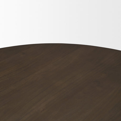 Jovani Solid Dark Brown Mango Wood Round Dining Table by Mercana at Eve Furniture