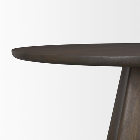 Jovani Solid Dark Brown Mango Wood Round Dining Table by Mercana at Eve Furniture