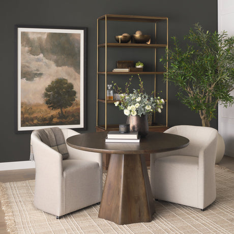 Jovani Solid Dark Brown Mango Wood Round Dining Table by Mercana at Eve Furniture