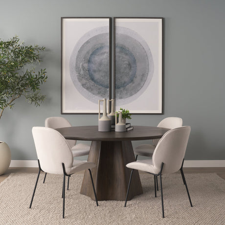 Jovani Solid Dark Brown Mango Wood Round Dining Table by Mercana at Eve Furniture