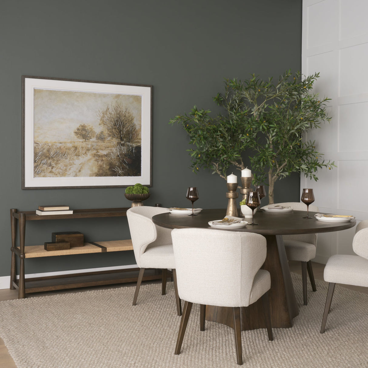 Jovani Solid Dark Brown Mango Wood Round Dining Table by Mercana at Eve Furniture
