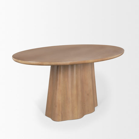 Jovani Solid Light Brown Mango Wood Oval Dining Table by Mercana at Eve Furniture