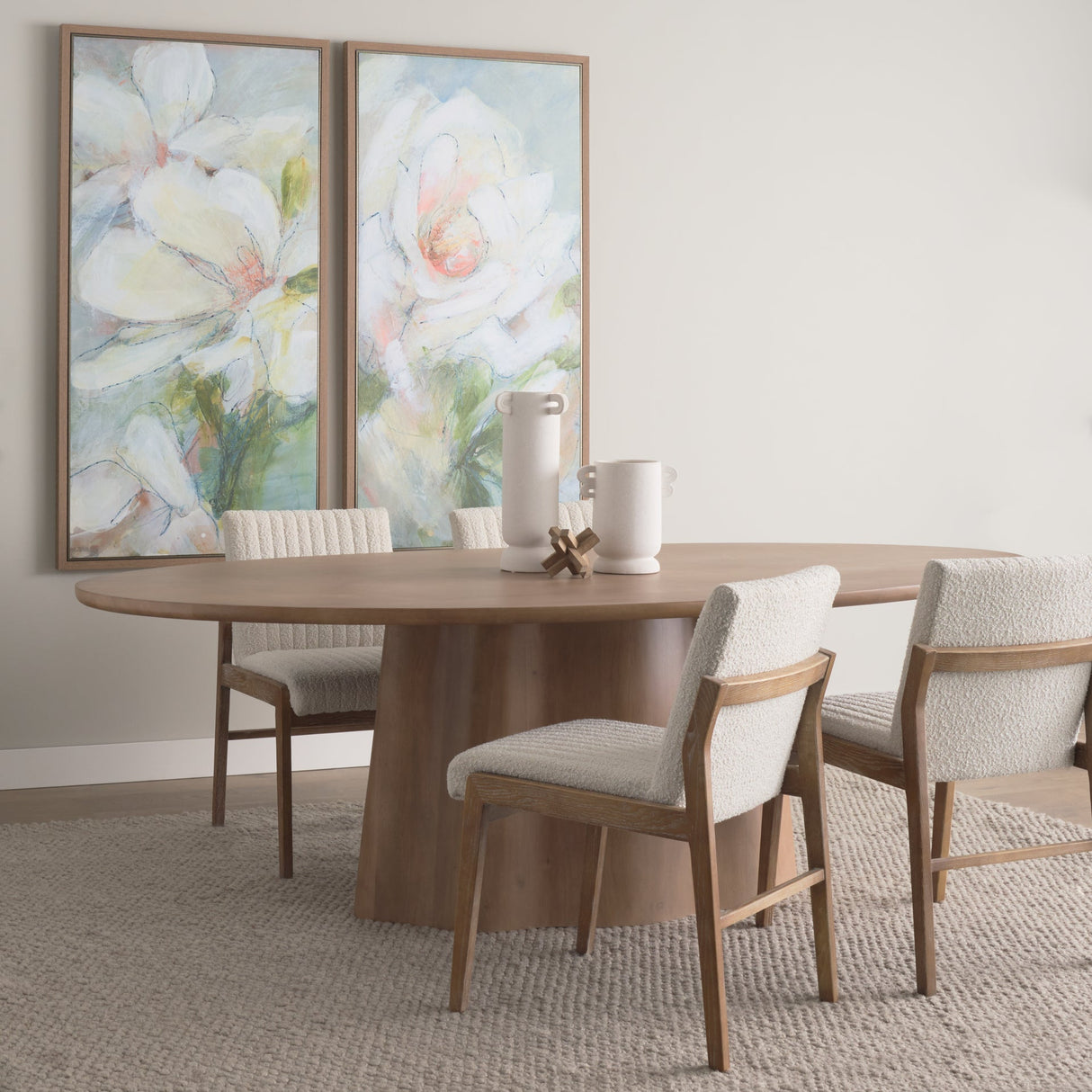 Jovani Solid Light Brown Mango Wood Oval Dining Table by Mercana at Eve Furniture