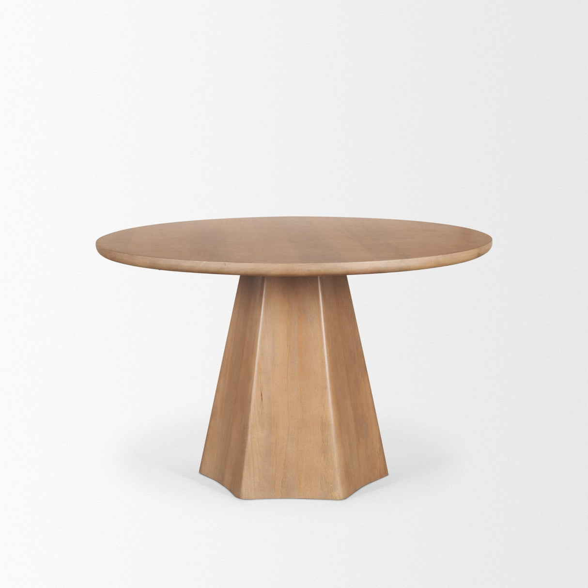 Jovani Solid Light Brown Mango Wood Round Dining Table by Mercana at Eve Furniture