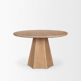 Jovani Solid Light Brown Mango Wood Round Dining Table by Mercana at Eve Furniture