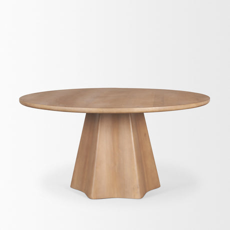 Jovani Solid Light Brown Mango Wood Round Dining Table by Mercana at Eve Furniture