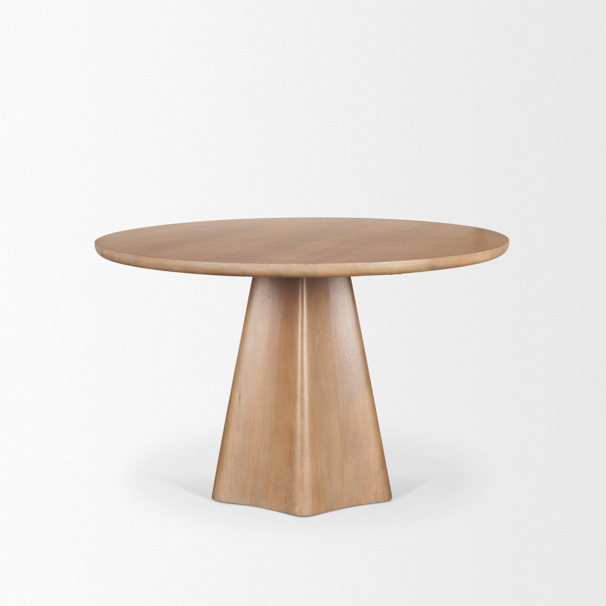 Jovani Solid Light Brown Mango Wood Round Dining Table by Mercana at Eve Furniture