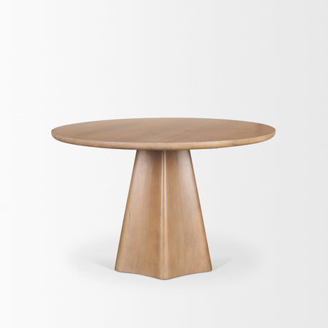 Jovani Solid Light Brown Mango Wood Round Dining Table by Mercana at Eve Furniture