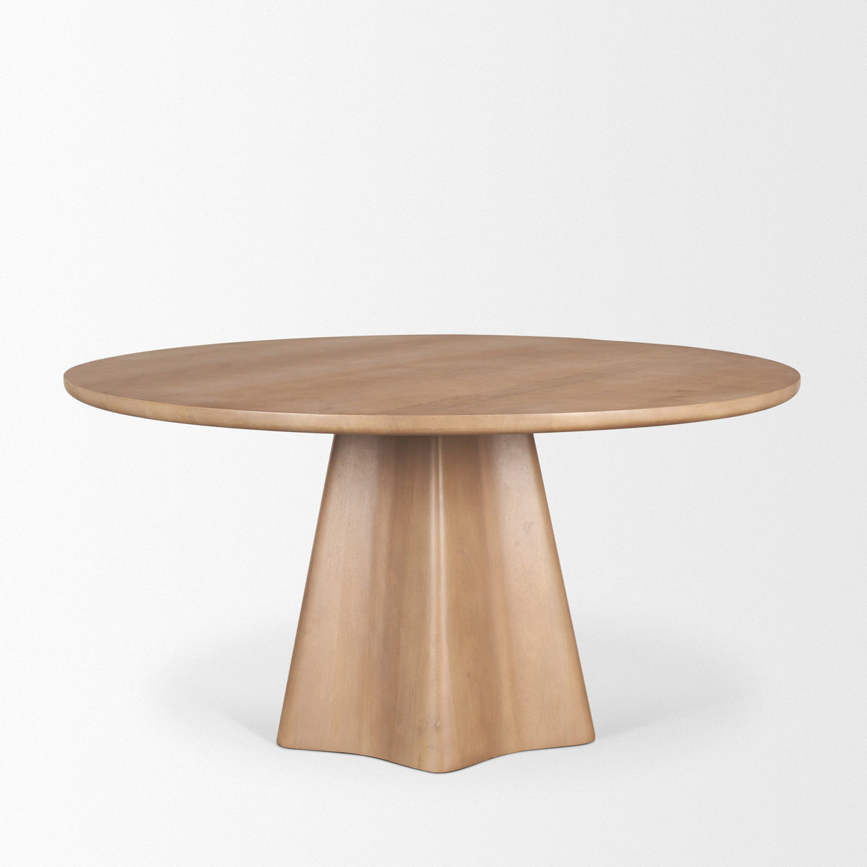Jovani Solid Light Brown Mango Wood Round Dining Table by Mercana at Eve Furniture