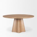 Jovani Solid Light Brown Mango Wood Round Dining Table by Mercana at Eve Furniture