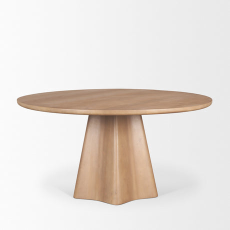 Jovani Solid Light Brown Mango Wood Round Dining Table by Mercana at Eve Furniture