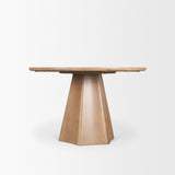 Jovani Solid Light Brown Mango Wood Round Dining Table by Mercana at Eve Furniture