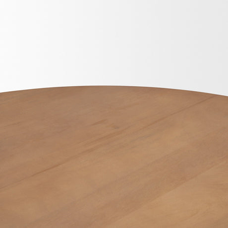 Jovani Solid Light Brown Mango Wood Round Dining Table by Mercana at Eve Furniture