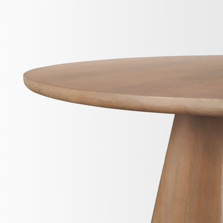 Jovani Solid Light Brown Mango Wood Round Dining Table by Mercana at Eve Furniture