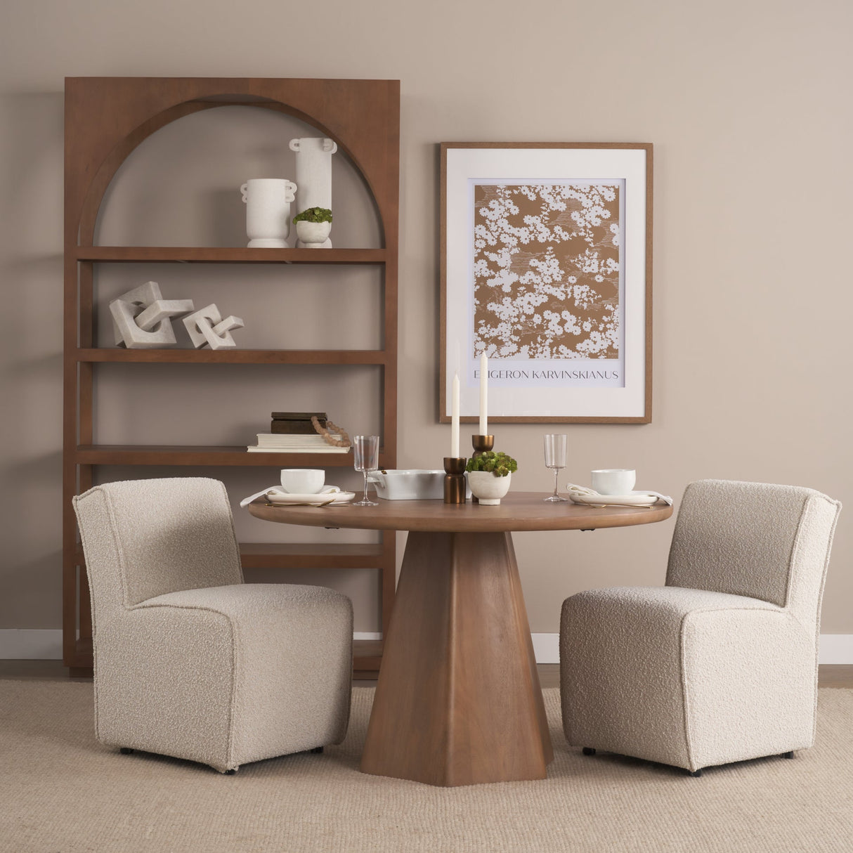 Jovani Solid Light Brown Mango Wood Round Dining Table by Mercana at Eve Furniture