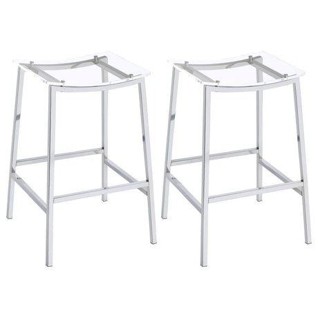 Jovani Acrylic Backless Bar Stools Clear and Chrome (Set of 2) by Coaster at Eve Furniture