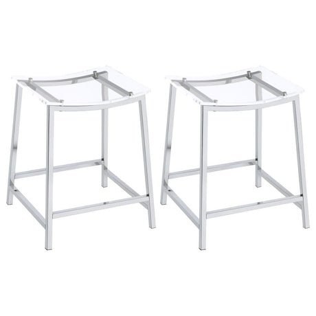 Jovani Acrylic Backless Counter Height Bar Stools Clear and Chrome (Set of 2) by Coaster at Eve Furniture