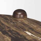 Jovia Brown Mango Wood W/ Cappuccino Marble Round Coffee Table by Mercana at Eve Furniture