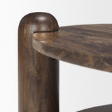 Jovia Brown Mango Wood W/ Cappuccino Marble Round Coffee Table by Mercana at Eve Furniture