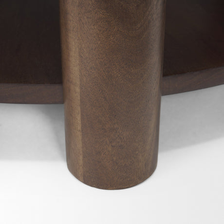 Jovia Brown Mango Wood W/ Cappuccino Marble Round Coffee Table by Mercana at Eve Furniture