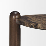 Jovia Brown Mango Wood W/ Cappuccino Marble Round Side Table by Mercana at Eve Furniture