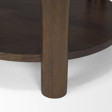 Jovia Brown Mango Wood W/ Cappuccino Marble Round Side Table by Mercana at Eve Furniture