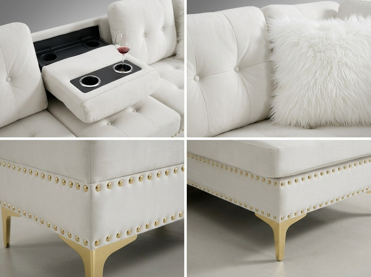 Joy II Beige Velvet Sectional by New Era Innovations at Eve Furniture