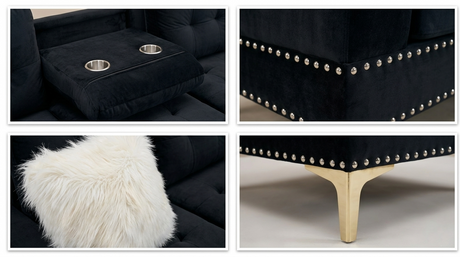 Joy II Black Velvet Sectional by New Era Innovations at Eve Furniture