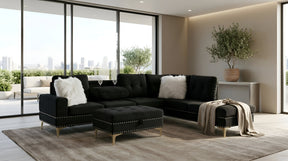 Joy II Black Velvet Sectional by New Era Innovations at Eve Furniture