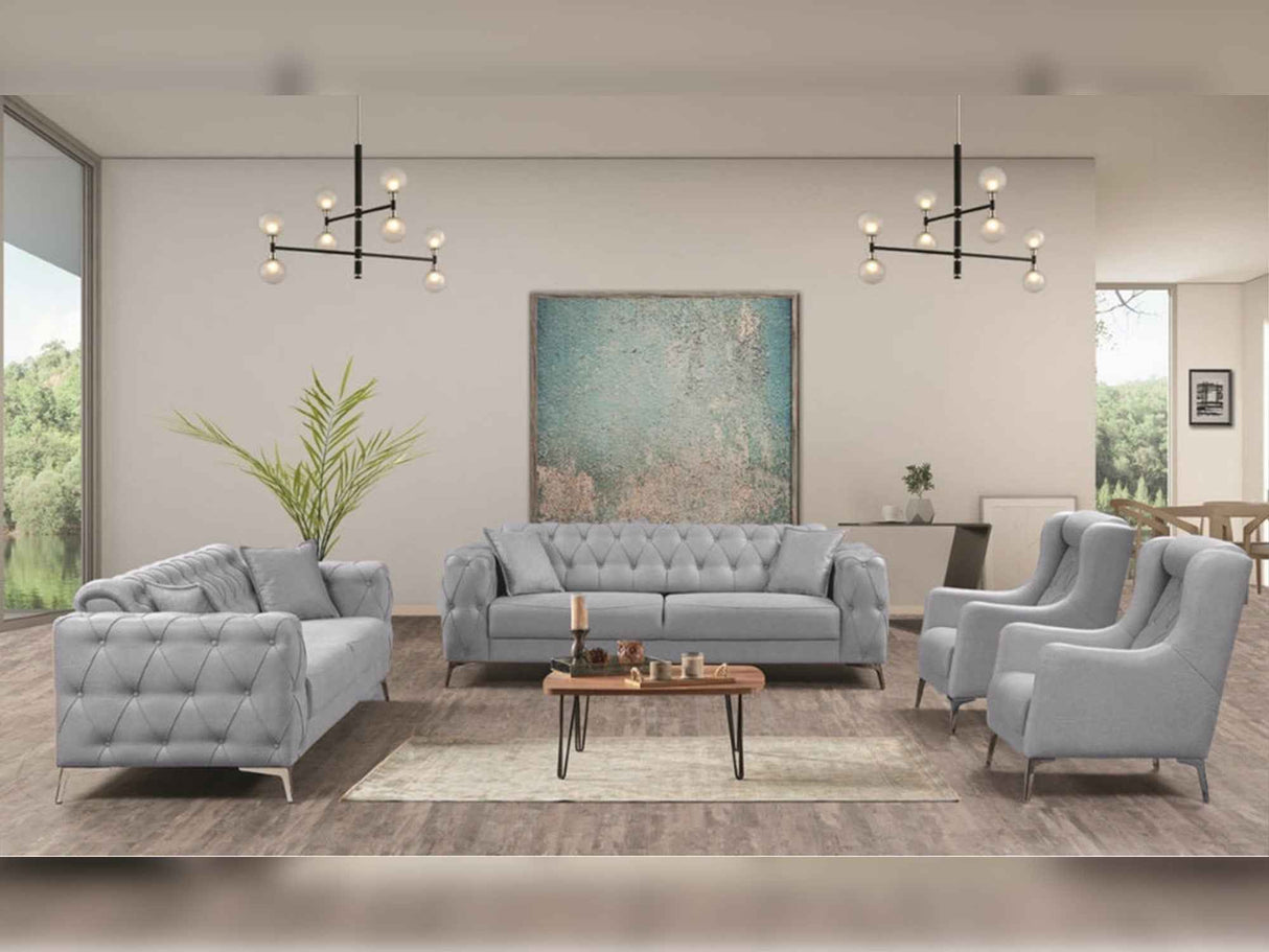 Joza Gray 3-Piece Living Room Set (Sofa & Loveseat & Chair) by Furnia at Eve Furniture