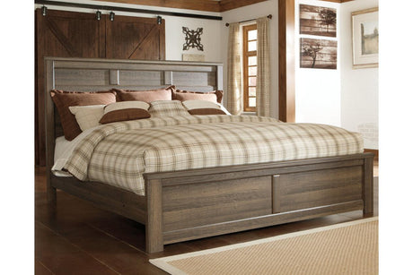 Juararo Dark Brown California King Panel Bed by Ashley at Eve Furniture