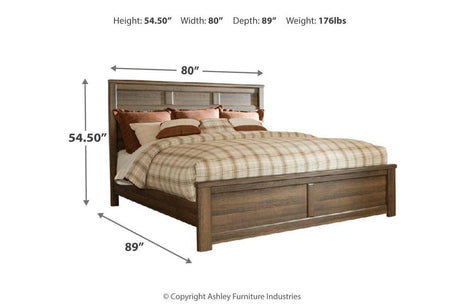 Juararo Dark Brown King Panel Bed by Ashley at Eve Furniture