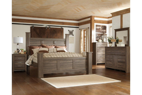Juararo Dark Brown King Poster Bed by Ashley at Eve Furniture