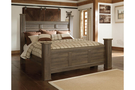 Juararo Dark Brown King Poster Bed by Ashley at Eve Furniture