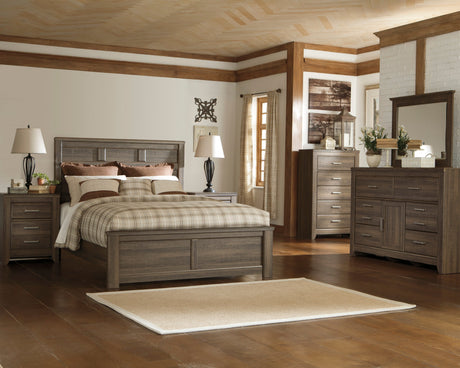 Juararo Dark Brown Panel Bedroom Set by Ashley at Eve Furniture