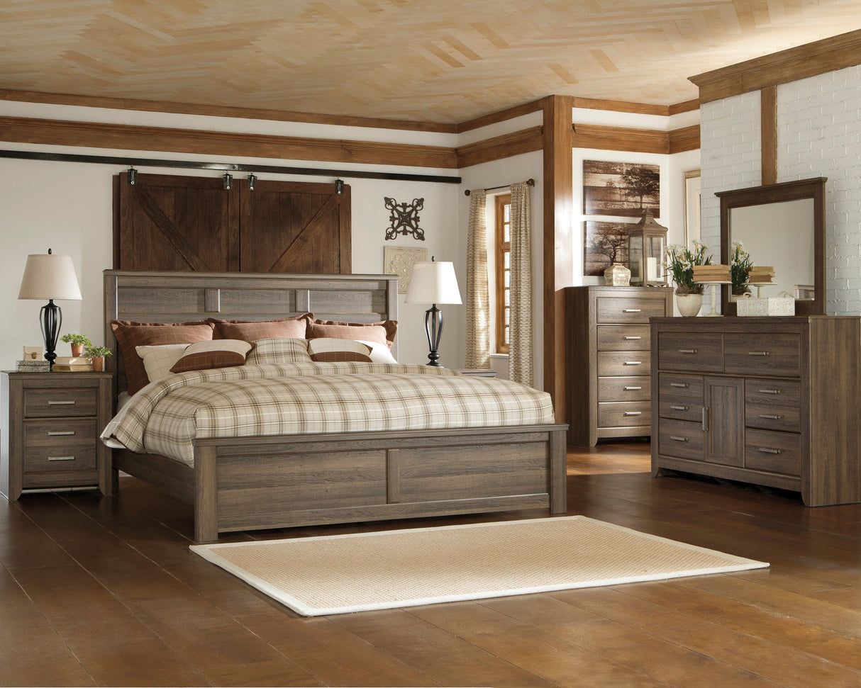 Juararo Dark Brown Panel Bedroom Set by Ashley at Eve Furniture