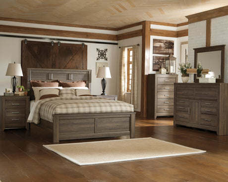 Juararo Dark Brown Panel Bedroom Set by Ashley at Eve Furniture