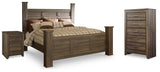Juararo Dark Brown Poster Bedroom Set by Ashley at Eve Furniture
