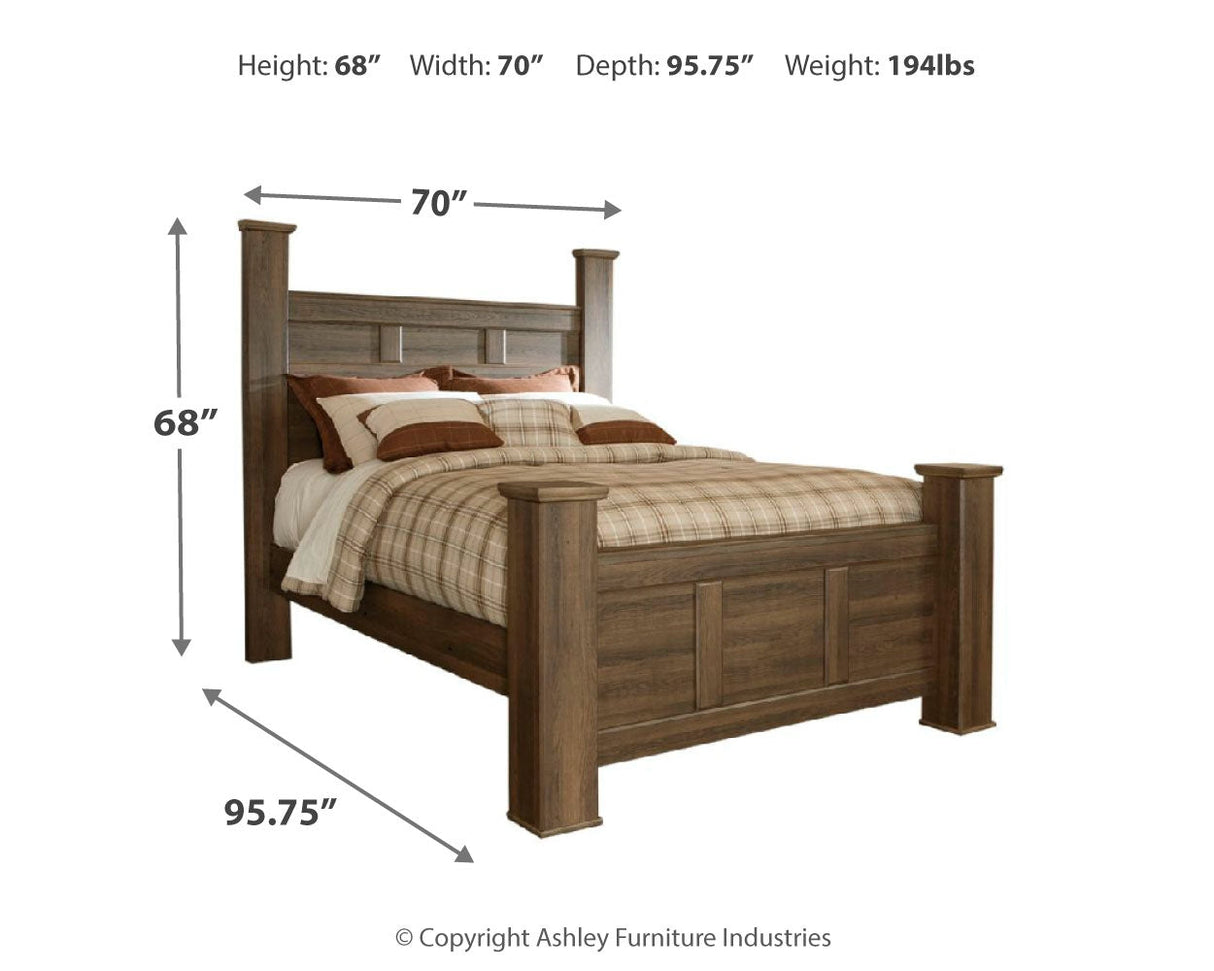 Juararo Dark Brown Poster Bedroom Set by Ashley at Eve Furniture