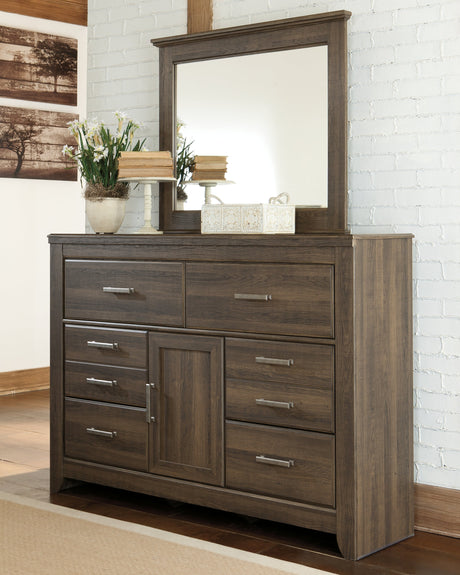 Juararo Dark Brown Poster Bedroom Set by Ashley at Eve Furniture