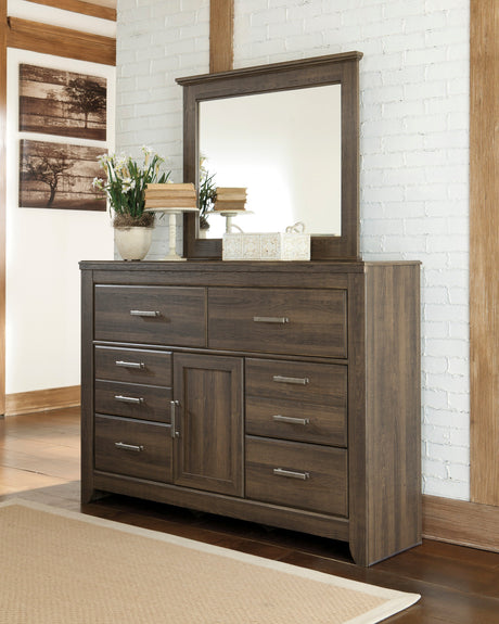 Juararo Dark Brown Poster Bedroom Set by Ashley at Eve Furniture