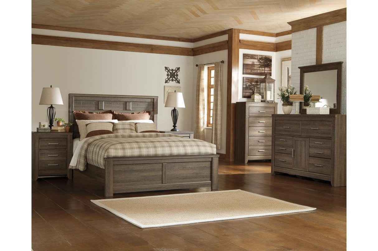 Juararo Dark Brown Queen Panel Bed by Ashley at Eve Furniture