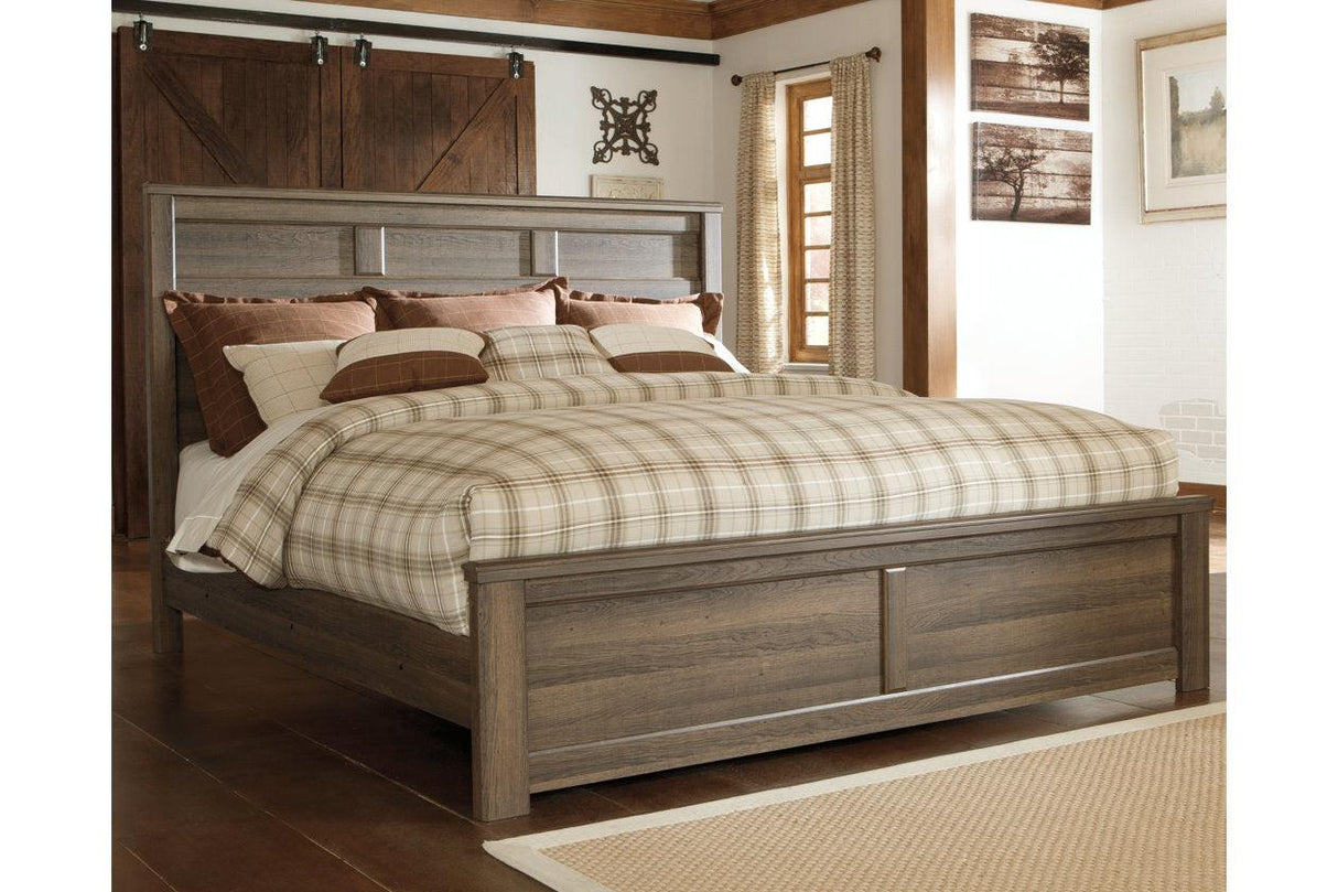 Juararo Dark Brown California King Panel Bed by Ashley at Eve Furniture
